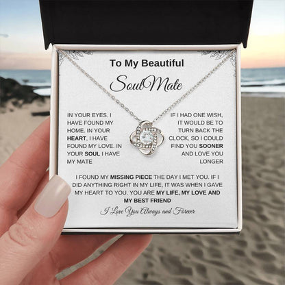 To My Beautiful Soulmate | Love Knot Necklace| Gift to Wife| Birthday Gift to Wife| Mother's Day Gift| Anniversary Gift to Wife