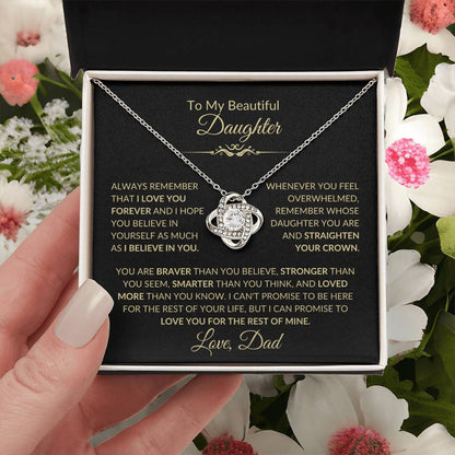 Beautiful Gift for Daughter From Dad "Never Forget That I Love You" Necklace