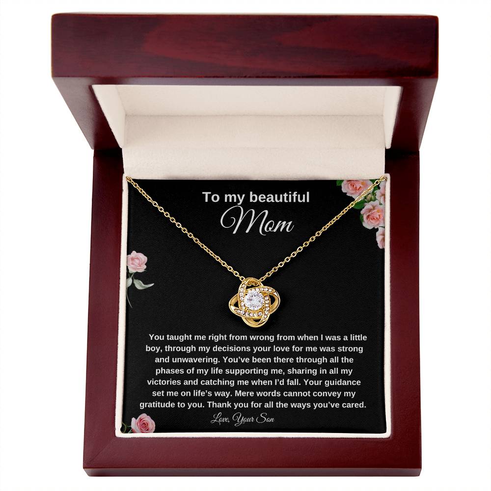 To My Beautiful Mom | Love Knot Necklace| Mother's Day Gift| Gift to Mother| Birthday Gift to Mother