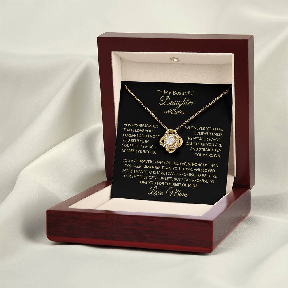 Beautiful Gift for Daughter From Mom "Never Forget That I Love You" Necklace
