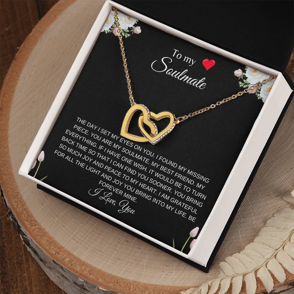 To My Soulmate | Interlocking Heart Necklace| Gift to Wife| Birthday Gift to Wife| Mother's Day Gift| Anniversary Gift to Wife