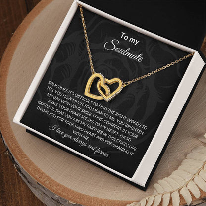To My Soulmate | Interlocking Hearts Necklace| Gift to Wife | Wedding Anniversary Gift to Wife| Mother's Day Gift | Birthday Gift to Wife
