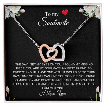 To My Soulmate | Interlocking Heart Necklace| Gift to Wife| Birthday Gift to Wife| Mother's Day Gift| Anniversary Gift to Wife