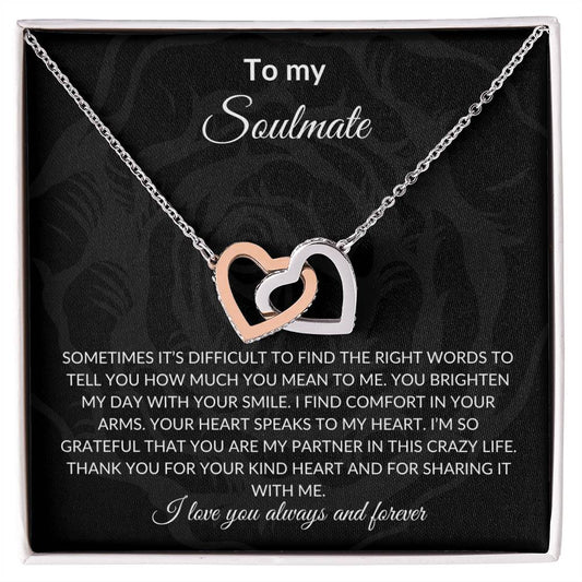 To My Soulmate | Interlocking Hearts Necklace| Gift to Wife | Wedding Anniversary Gift to Wife| Mother's Day Gift | Birthday Gift to Wife