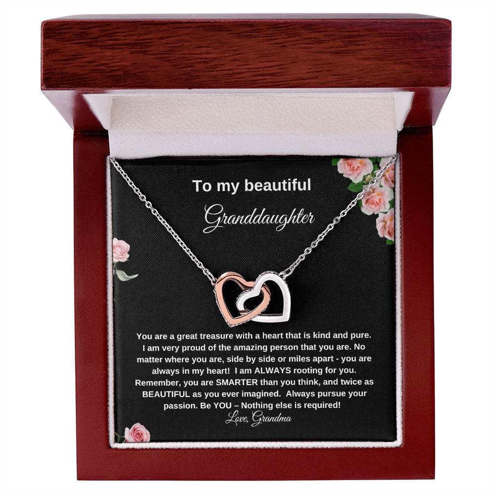 To My Beautiful Granddaughter | Interlocking Heart Necklace| Gift to Granddaughter| Birthday Gift for Granddaughter