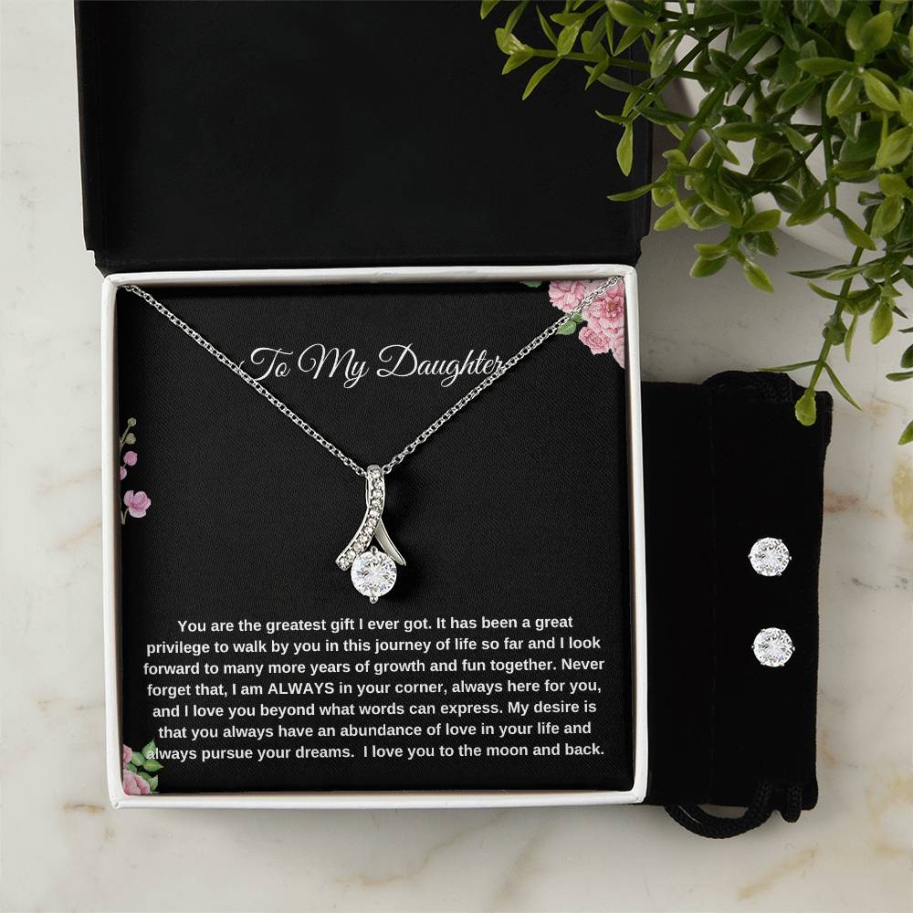 To My Daughter | Alluring Beauty + Clear CZ Earrings| Gift to Daughter| Birthday Gift to Daughter