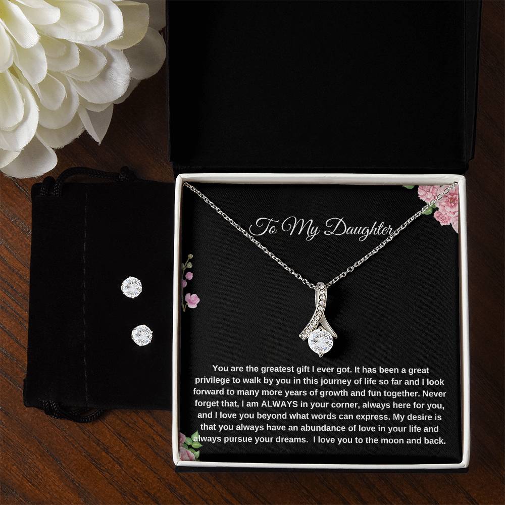 To My Daughter | Alluring Beauty + Clear CZ Earrings| Gift to Daughter| Birthday Gift to Daughter