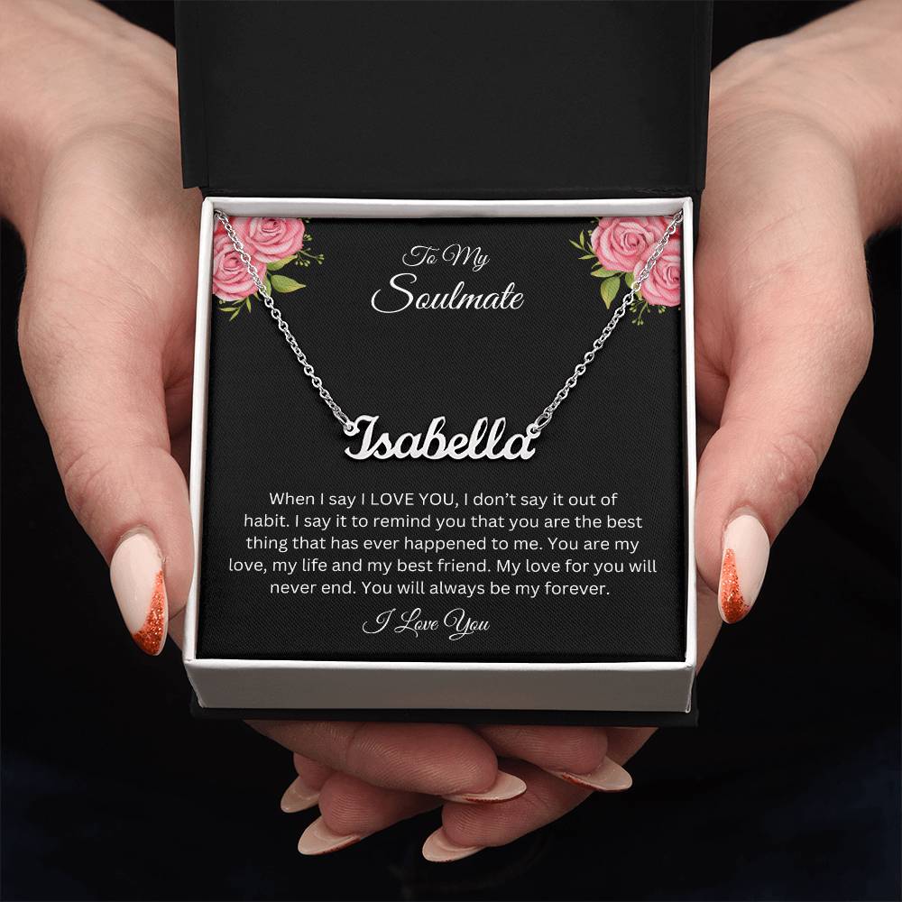 To My Soulmate | Name Necklace| Gift to Wife| Birthday Gift to Wife| Mother's Day Gift| Anniversary Gift to Wife