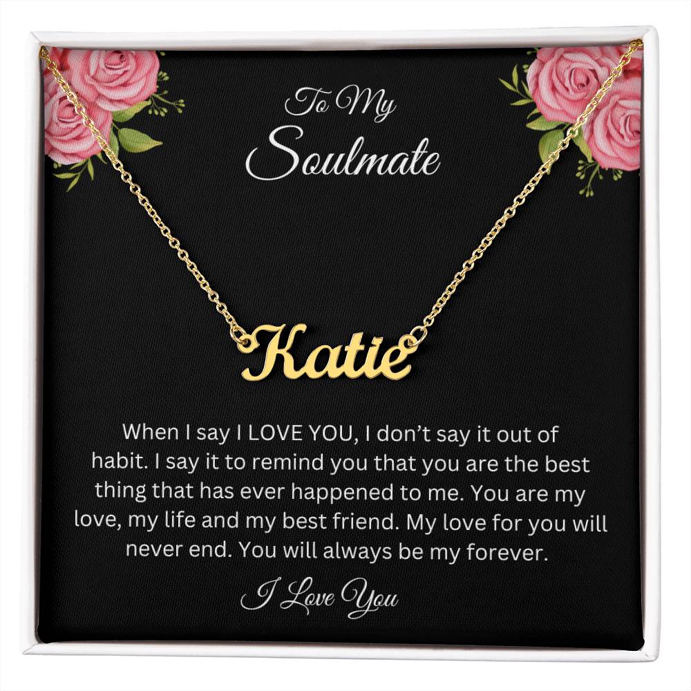 To My Soulmate | Name Necklace| Gift to Wife| Birthday Gift to Wife| Mother's Day Gift| Anniversary Gift to Wife