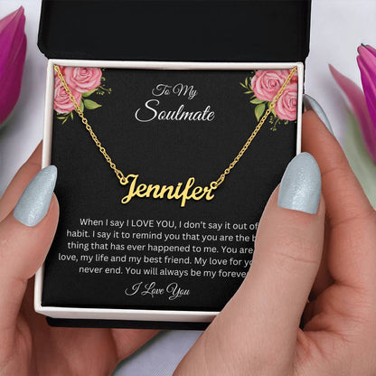 To My Soulmate | Name Necklace| Gift to Wife| Birthday Gift to Wife| Mother's Day Gift| Anniversary Gift to Wife