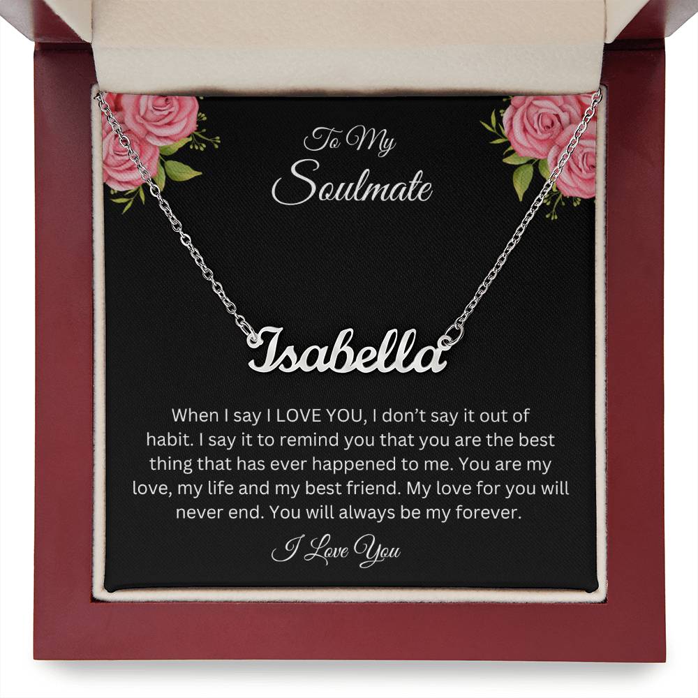 To My Soulmate | Name Necklace| Gift to Wife| Birthday Gift to Wife| Mother's Day Gift| Anniversary Gift to Wife