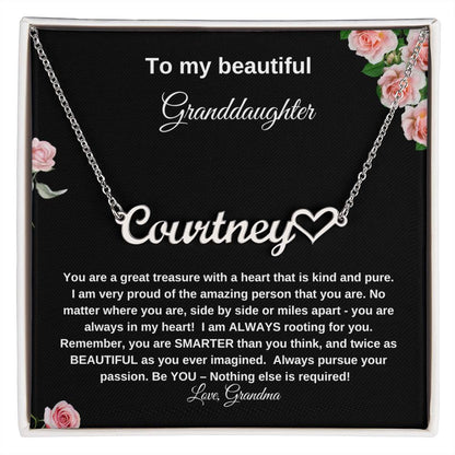 To My Beautiful Granddaughter | Heart Name Necklace| Gift to Granddaughter from Grandma