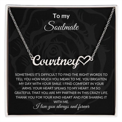 To My Soulmate | Heart Name Necklace| Gift to Wife | Wedding Anniversary Gift to Wife| Mother's Day Gift | Birthday Gift to Wife