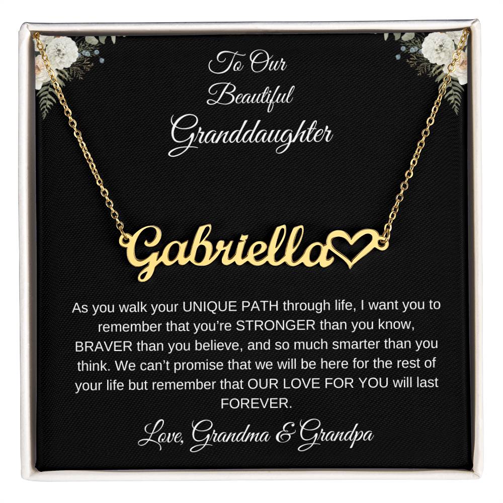 To Our Beautiful Granddaughter | Heart Name Necklace| Gift for Granddaughter from Grandma