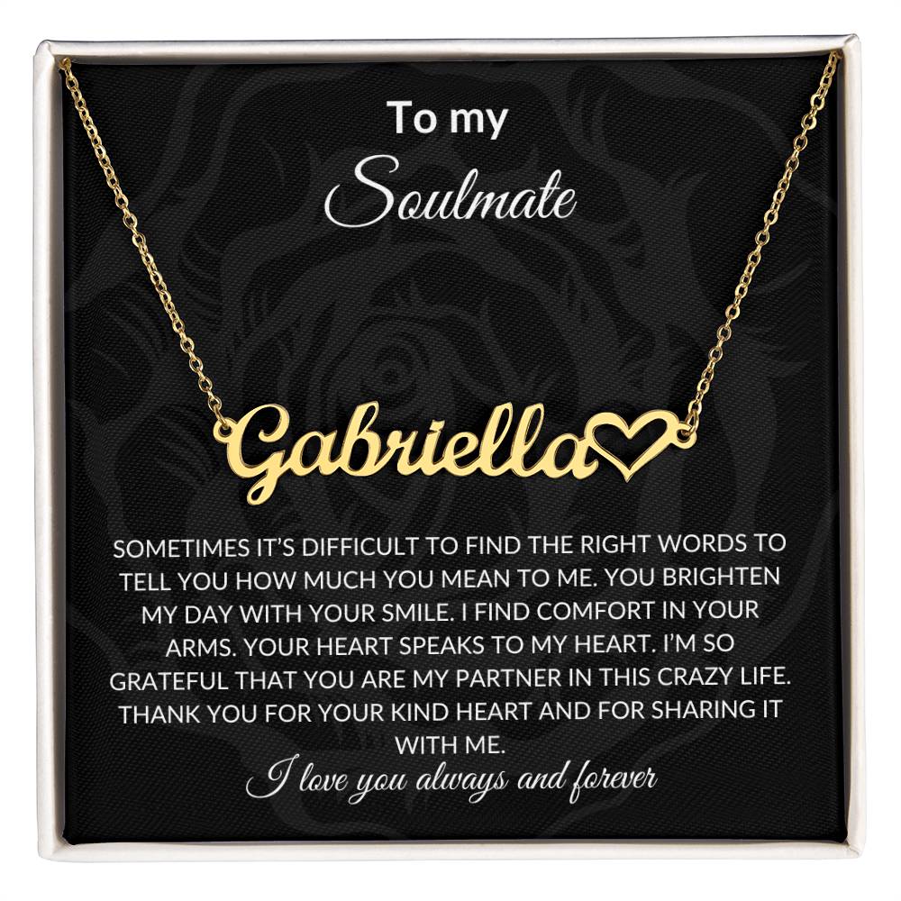 To My Soulmate | Heart Name Necklace| Gift to Wife | Wedding Anniversary Gift to Wife| Mother's Day Gift | Birthday Gift to Wife