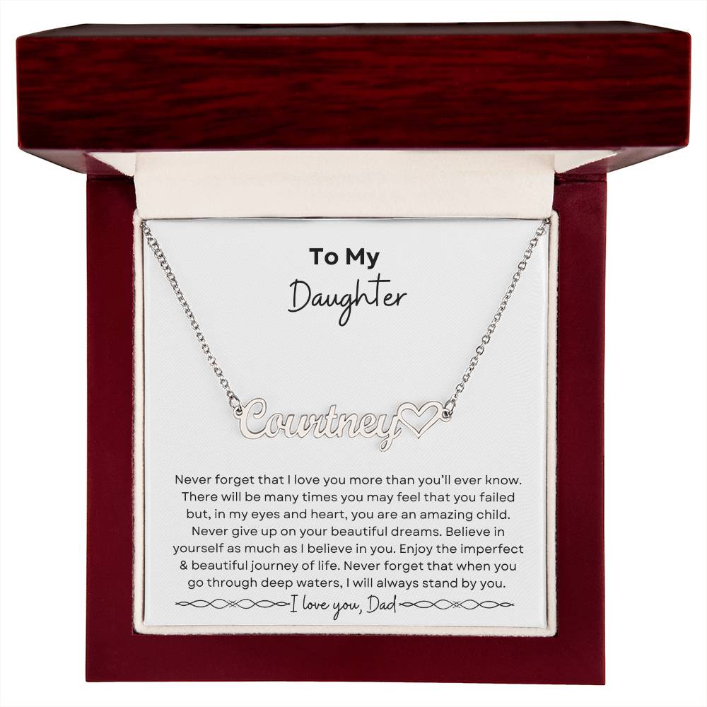 To My Daughter from Dad | Heart Name Necklace| Gift to Daughter from Dad| Birthday Gift to Daughter from Dad