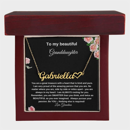 To My Beautiful Granddaughter | Heart Name Necklace| Gift to Granddaughter from Grandma