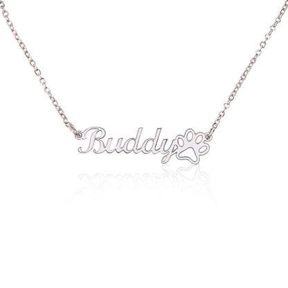 Name Necklace + Paw Print